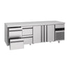 Stół chłodniczy PREMIUM – 2330 x 700 mm – z 2 drzwiami i 4 szufladami