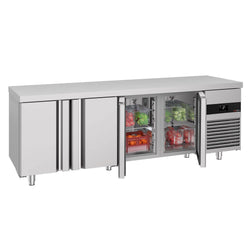 Stół chłodniczy PREMIUM – 2330 x 700 mm – z 4 drzwiami