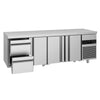 Stół chłodniczy PREMIUM – 2330 x 700 mm – z 3 drzwiami i 2 szufladami