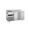PREMIUM Refrigerated Table - 1430x700 mm - with 2 doors, 1 sink on the left & rear panel