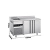 PREMIUM Refrigerated Table - 1430x700 mm - with 2 doors, 1 sink on the left & rear panel