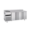 PREMIUM Refrigerated Table - 1900x700 mm - with 3 doors, 1 sink on the left & rear panel