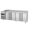 Stół chłodniczy PREMIUM - 2360x720mm - 540L - z 4 drzwiami - z 1 komorami lewa - z rantem - na rynek PL