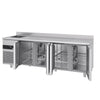 Stół chłodniczy PREMIUM - 2360x720mm - 540L - z 4 drzwiami - z 1 komorami lewa - z rantem - na rynek PL