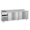 Stół chłodniczy PREMIUM - 2360x720mm - 540L - z 4 drzwiami - z 1 komorami lewa - z rantem - na rynek PL