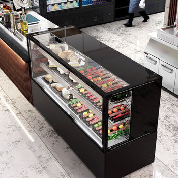 Lada mięsna MADRID - 1500 mm - z oświetleniem LED i 2 półkami - czarny mat - Prime Gastro