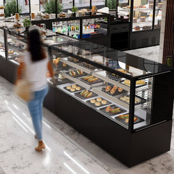 Witryna chłodnicza/lada mięsna MADRID - 1000 mm - z oświetleniem LED & 2 półkami - czarny mat