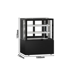 Witryna chłodnicza/lada mięsna MADRID - 1000 mm - z oświetleniem LED & 2 półkami - czarny mat