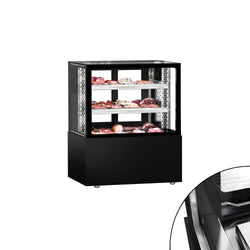 Witryna chłodnicza/lada mięsna MADRID - 1000 mm - z oświetleniem LED & 2 półkami - czarny mat