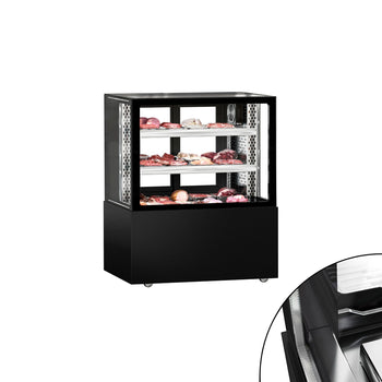 Witryna chłodnicza/mięsna MADRID - 1000 mm - z oświetleniem LED & 2 półkami - czarny mat - Prime Gastro