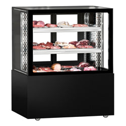 Witryna chłodnicza/lada mięsna MADRID - 1000 mm - z oświetleniem LED & 2 półkami - czarny mat