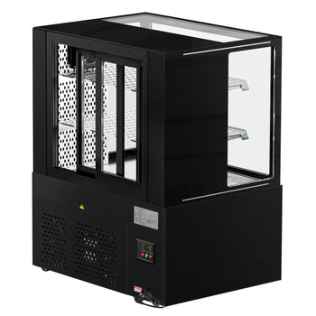 Witryna chłodnicza/mięsna MADRID - 1000 mm - z oświetleniem LED & 2 półkami - czarny mat - Prime Gastro