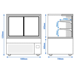 Witryna chłodnicza/lada mięsna MADRID - 1000 mm - z oświetleniem LED & 2 półkami - czarny mat