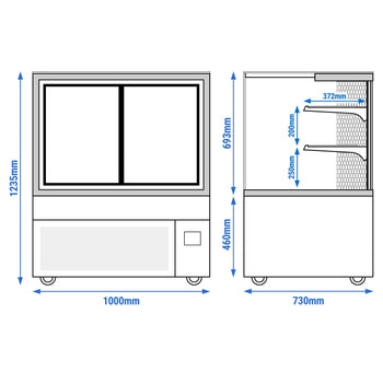 Witryna chłodnicza/mięsna MADRID - 1000 mm - z oświetleniem LED & 2 półkami - czarny mat - Prime Gastro
