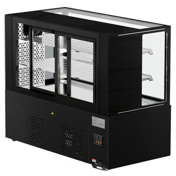 Lada mięsna MADRID - 1500 mm - z oświetleniem LED i 2 półkami - czarny mat - Prime Gastro