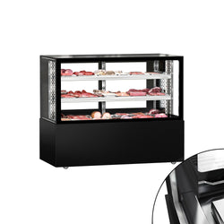 Lada mięsna MADRID - 1500 mm - z oświetleniem LED i 2 półkami - czarny mat