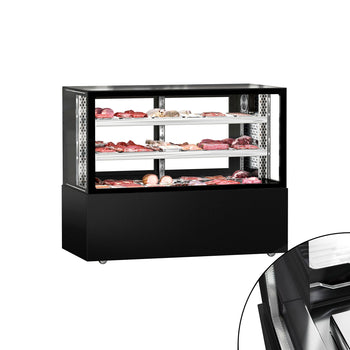 Lada mięsna MADRID - 1500 mm - z oświetleniem LED i 2 półkami - czarny mat - Prime Gastro