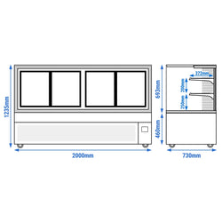 (MUSTER) Lada mięsna - 2000 mm - z oświetleniem LED & 2 półkami