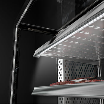 Witryna chłodnicza/mięsna MADRID - 1000 mm - z oświetleniem LED & 2 półkami - czarny mat - Prime Gastro