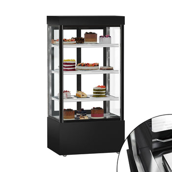 Witryna ekspozycyjna na ciasta MADRID - 1000 mm - z oświetleniem LED, 3 półki - czarny mat - Prime Gastro