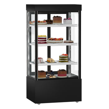 Witryna ekspozycyjna na ciasta MADRID - 1000 mm - z oświetleniem LED, 3 półki - czarny mat - Prime Gastro
