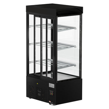 Witryna ekspozycyjna na ciasta MADRID - 1000 mm - z oświetleniem LED, 3 półki - czarny mat - Prime Gastro