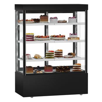 Witryna ekspozycyjna na ciasta MADRID - 1500 mm - z oświetleniem LED, 3 półki - czarna matowa - Prime Gastro
