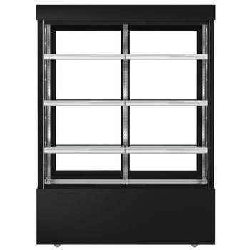 Witryna ekspozycyjna na ciasta MADRID - 1500 mm - z oświetleniem LED, 3 półki - czarna matowa - Prime Gastro