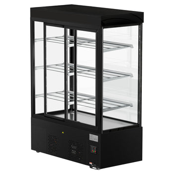 Witryna ekspozycyjna na ciasta MADRID - 1500 mm - z oświetleniem LED, 3 półki - czarna matowa - Prime Gastro