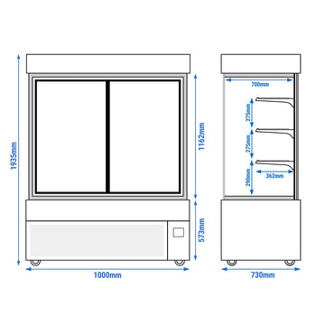 Witryna ekspozycyjna na ciasta MADRID - 1500 mm - z oświetleniem LED, 3 półki - czarna matowa - Prime Gastro