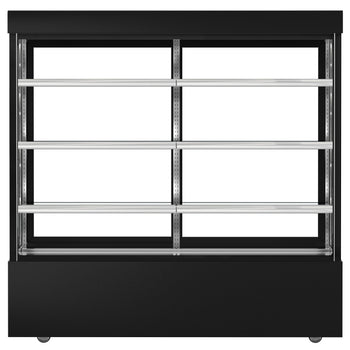 Witryna ekspozycyjna na ciasta MADRID - 1800 mm - z oświetleniem LED, 3 półki - czarna matowa - Prime Gastro