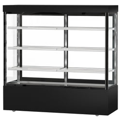 Witryna chłodnicza panoramiczna cukiernicza MADRID - 1200L - 1800mm - podwójne przeszklenie - prostokątna - z 3 półkami - z oświetleniem LED - Czarny mat