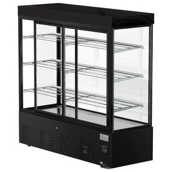 Witryna ekspozycyjna na ciasta MADRID - 1800 mm - z oświetleniem LED, 3 półki - czarna matowa - Prime Gastro