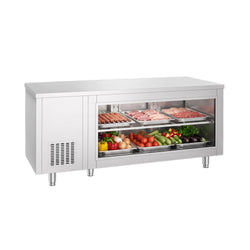 Commercial Counter Fridge - 1865x700mm - with 3 doors - glass front - capacity 474 litres