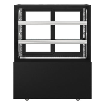 Witryna ekspozycyjna na ciasta MADRID - 1000 mm - z oświetleniem LED & 2 półkami - czarna matowa - Prime Gastro