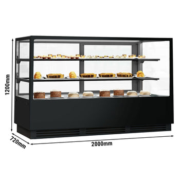 Witryny ekspozycyjne na ciasta - 2000 mm - z oświetleniem LED & 2 półkami - Prime Gastro