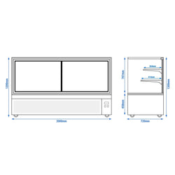 Witryny ekspozycyjne na ciasta - 2000 mm - z oświetleniem LED & 2 półkami