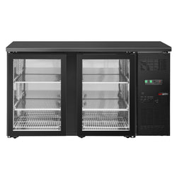 Stół chłodniczy do napojów ECO - 1462x513x860mm - 250L - z 2 drzwiami uchylnymi, drzwi szklane, automatyczne odszranianie, cyfrowy termostat - Czarna