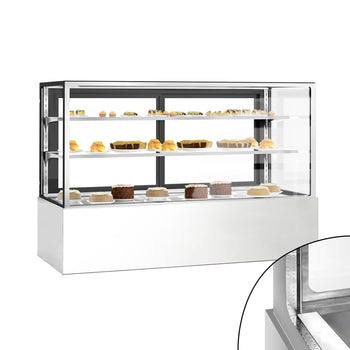 Witryny ekspozycyjne na ciasta - 1800 mm - z oświetleniem LED & 2 półkami - Prime Gastro