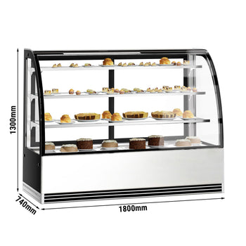 Witryny ekspozycyjne na ciasta - 1800 mm - z oświetleniem LED & 3 półkami - Prime Gastro