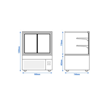 Witryny ekspozycyjne na ciasta - 900 mm - z oświetleniem LED - 2 półki - Prime Gastro