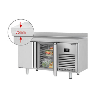 Stół chłodniczy PREMIUM PLUS - 1468x600 mm - z 2 drzwiami & panelem tylnym