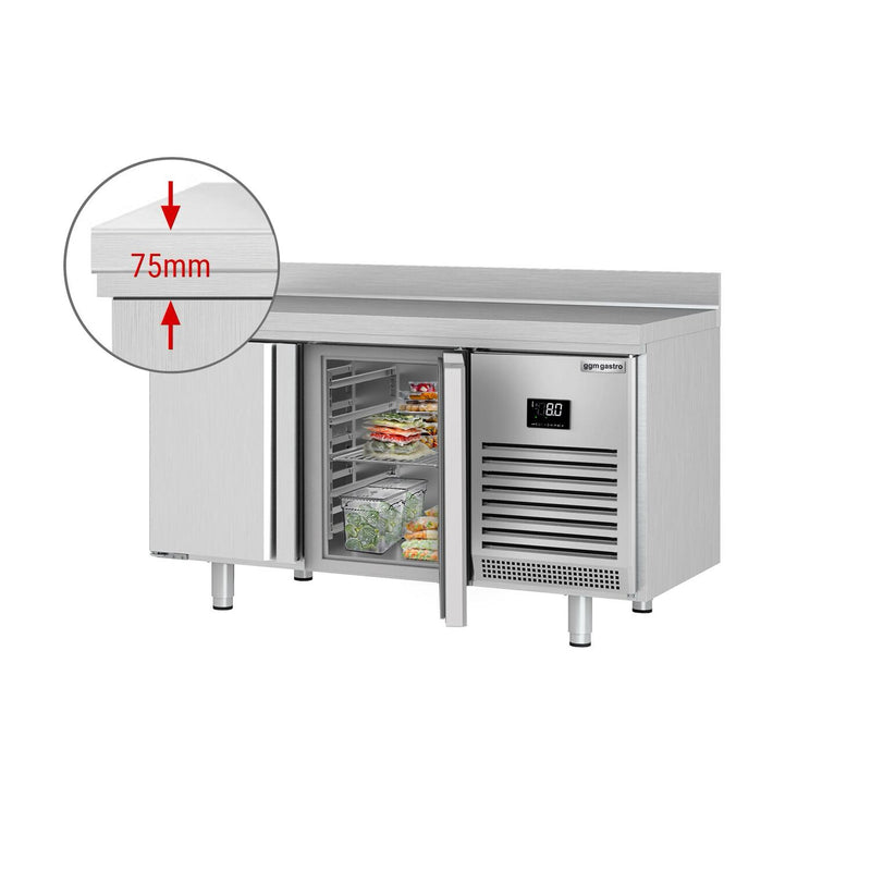 Stół chłodniczy PREMIUM PLUS - 1468x600 mm - z 2 drzwiami & panelem tylnym