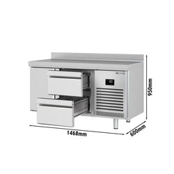 Stół chłodniczy Premium PLUS - 1468x600 mm - z 4 szufladami & panelem tylnym