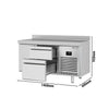 Stół chłodniczy PREMIUM PLUS - 1468x600mm - 250L - z 1 drzwiami - z 2 szufladami - z rantem - na rynek PL