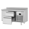 Stół chłodniczy PREMIUM PLUS - 1468x600mm - 250L - z 1 drzwiami - z 2 szufladami - z rantem - na rynek PL