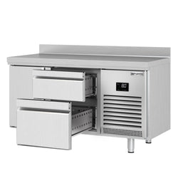 Stół chłodniczy PREMIUM PLUS - 1468x600mm - 250L - z 1 drzwiami - z 2 szufladami - z rantem - na rynek PL