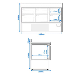 Stół chłodniczy Premium PLUS – 1460 x 700 mm – z 6 szufladami – z rantem