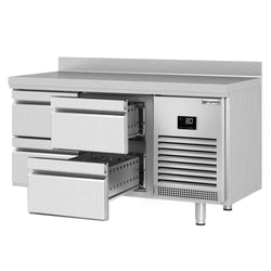 Stół chłodniczy PREMIUM PLUS - 1468x700mm - z 4 szufladami - z rantem