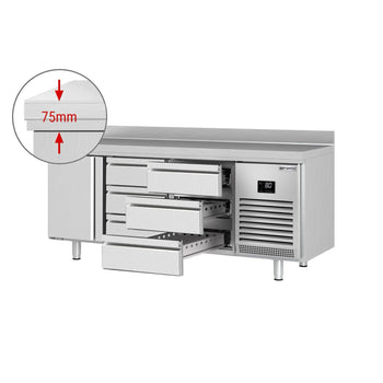 Stół chłodniczy PREMIUM PLUS - 1960x600 mm - z 1 drzwiami & 6 szufladami & z panelem tylnym